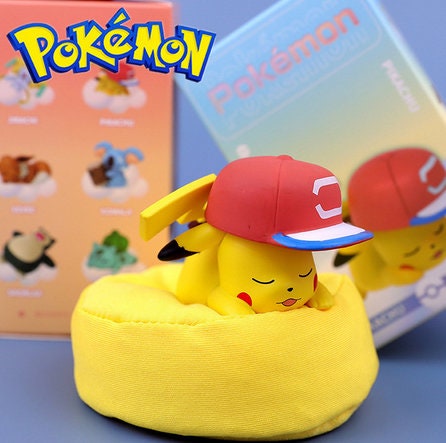 Sleeping Pokemon Vinyl Figure Pikachu Snorlax Eevee With Box