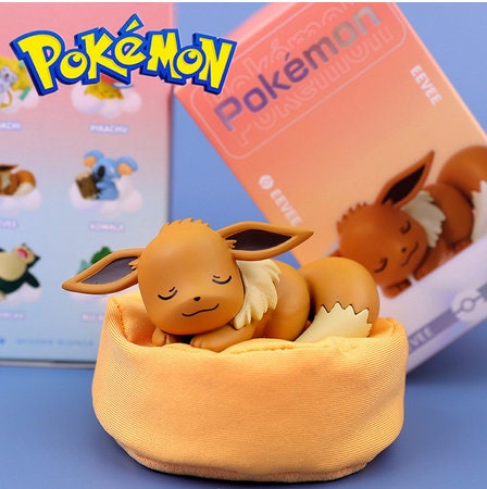 Sleeping Pokemon Vinyl Figure Pikachu Snorlax Eevee With Box