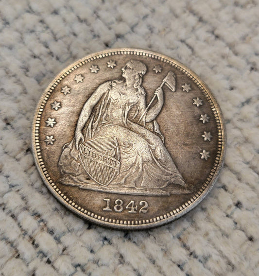 1842 P Seated Liberty Dollar Commemorative Coin Silver Morgan Collectable