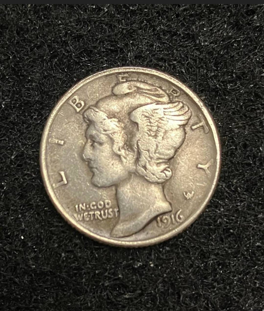 Mercury Dime 1916 D Key Date Commemorative Coin