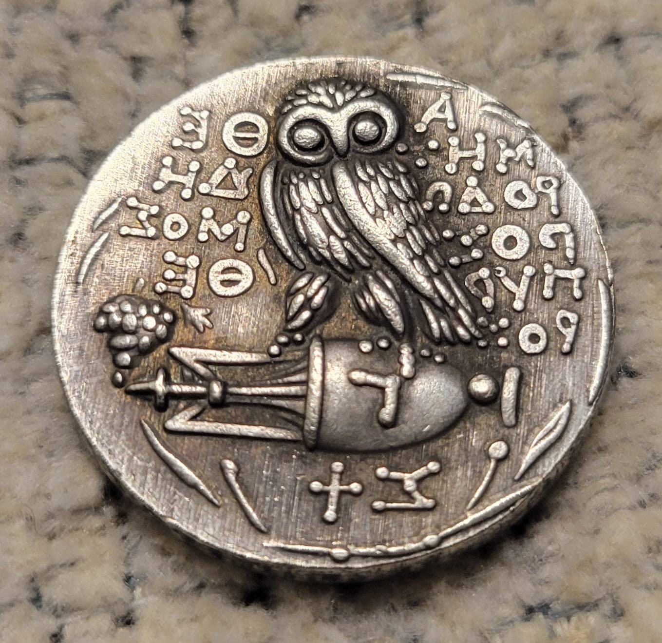 Attica Athens 440 BC Ancient Greek Silver Coin Tetradrach Athena Rv Owl