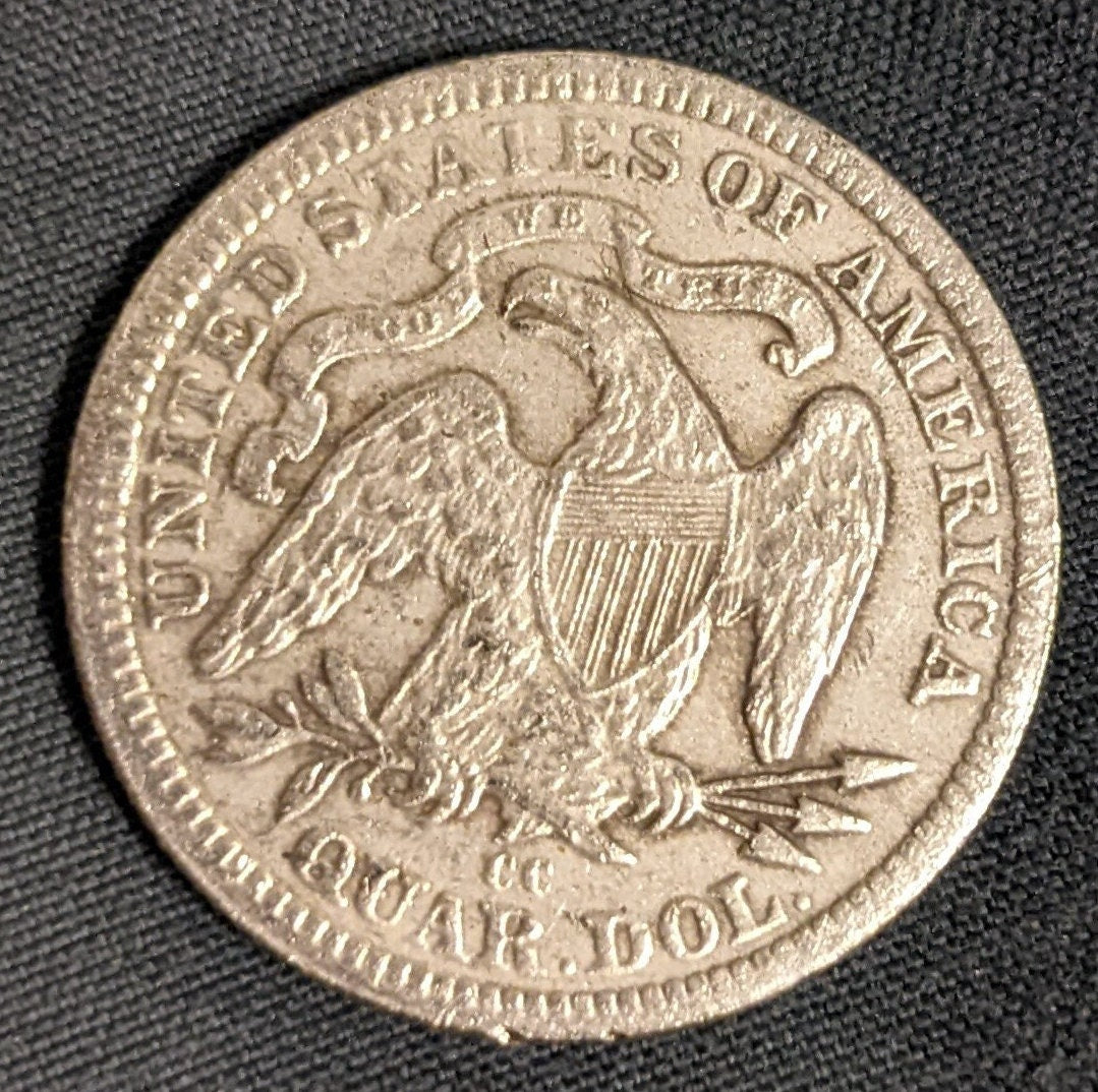 Seated Liberty Quarter Dollar 1873 CC Double Arrows Commemorative Silver Coin