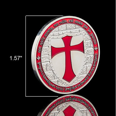 Masonic Exchange Red Knights Templar Crusaders Freemason Silver Coin Red Cross